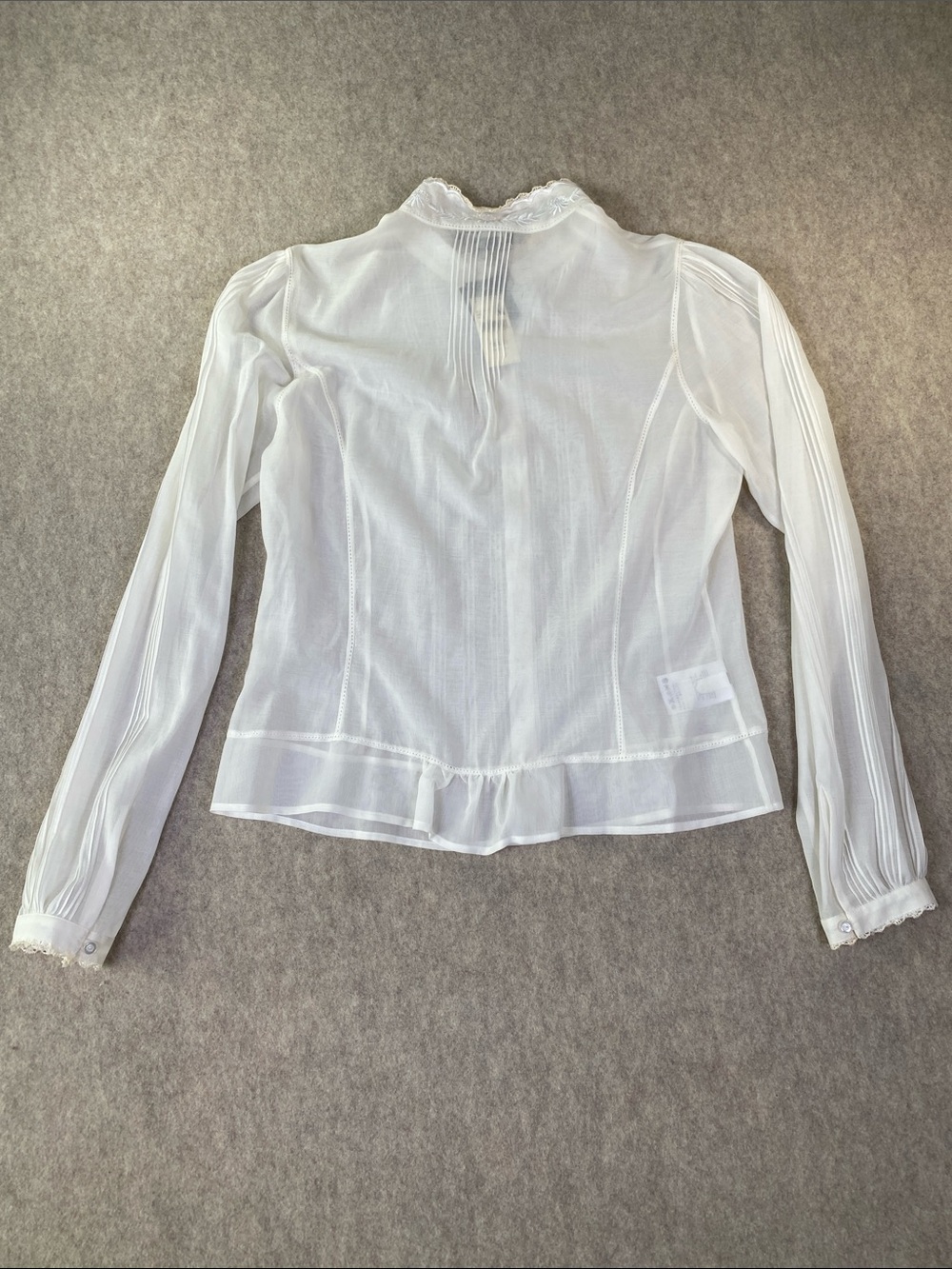 NWT Eddie Bauer Silk Lace-Trim Blouse with Embroidered Collar - Picture 9 of 10